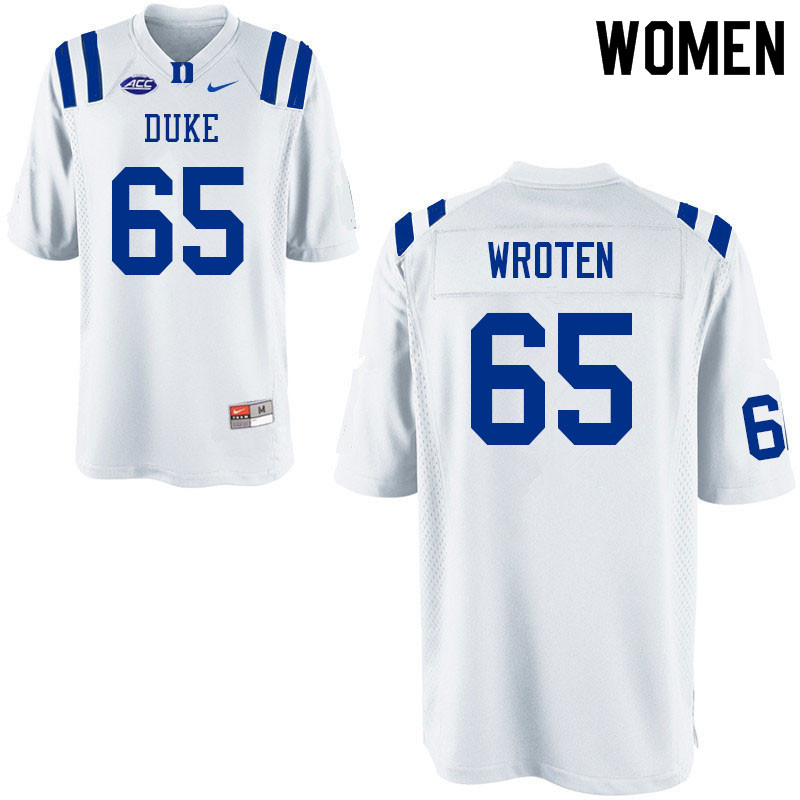 Women #65 Elijah Wroten Duke Blue Devils College Football Jerseys Sale-White
